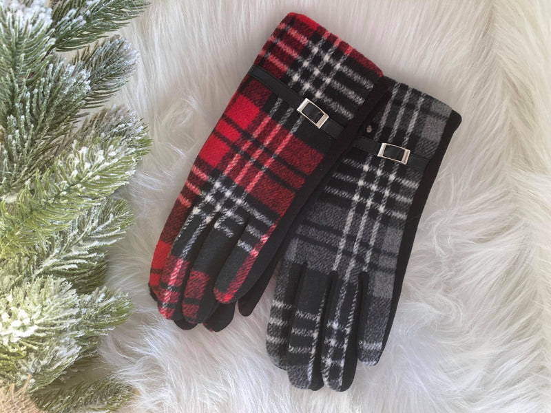  Plaid Pattern Touch Screen Gloves, ACCESSORIES, JOIA, BAD HABIT BOUTIQUE 