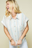 Striped button down collared short sleeve top