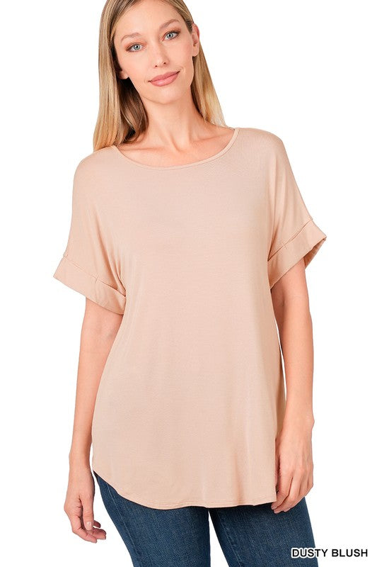 DUSTY BLUSH Luxe Boat Neck Tee