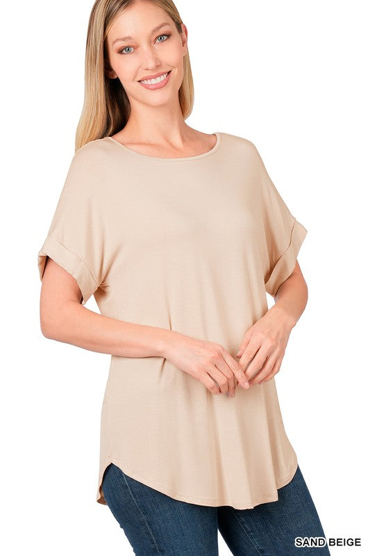 SAND BEIGE Luxe Boat Neck Tee