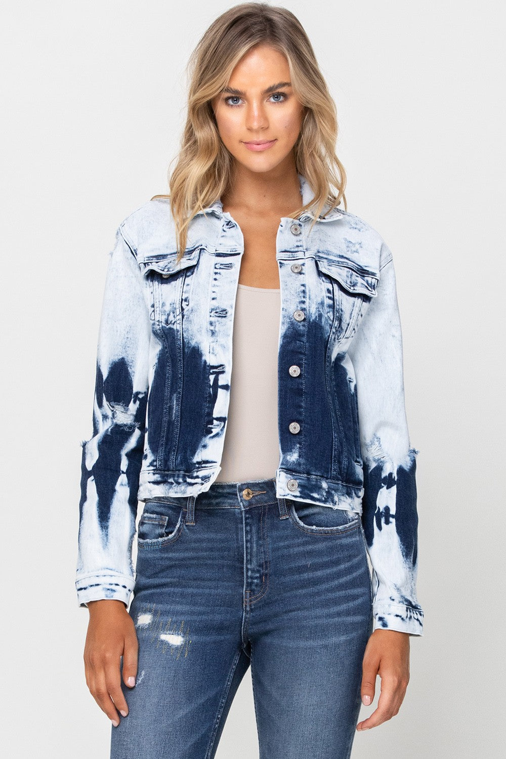 STRETCH CLASSIC CROP JACKET W TIE DYE | VERVET - FINAL SALE