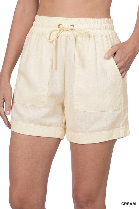 Linen Drawstring Shorts - Final Sale