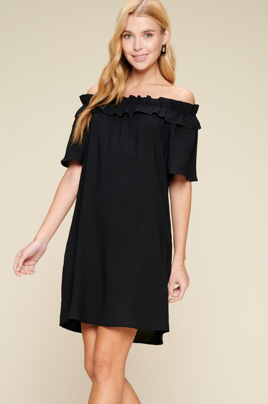 Solid Off Shoulder Dress - Final Sale