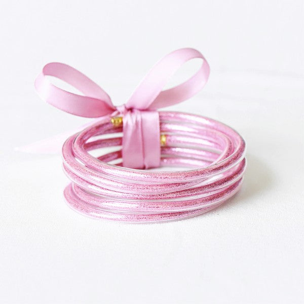 Pink Glitter Jelly Tube Bangles