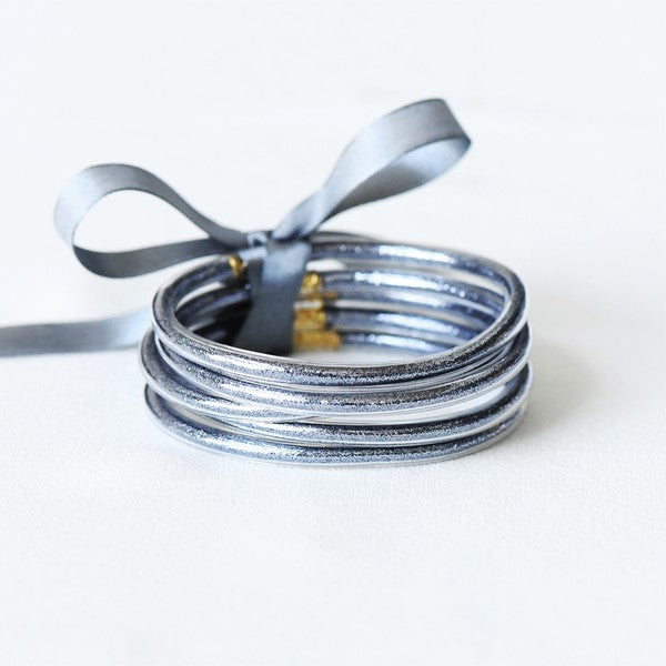 Dark Grey Glitter Jelly Tube Bangles