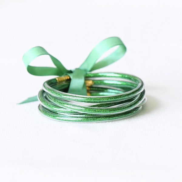 Green Glitter Jelly Tube Bangles