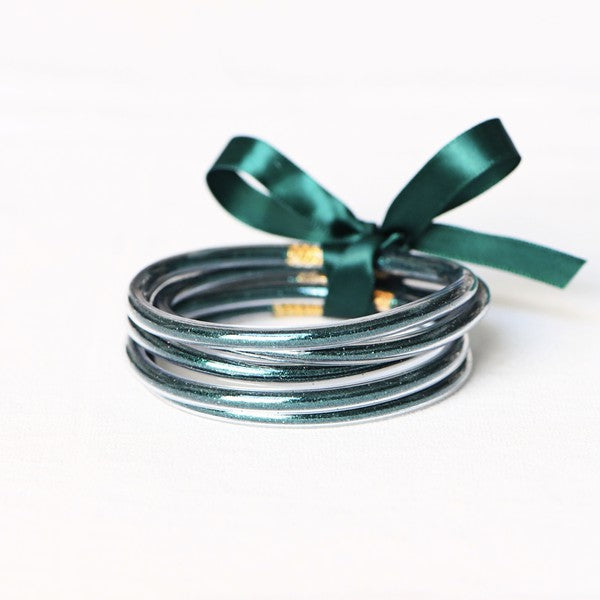 Dark Green Glitter Jelly Tube Bangles