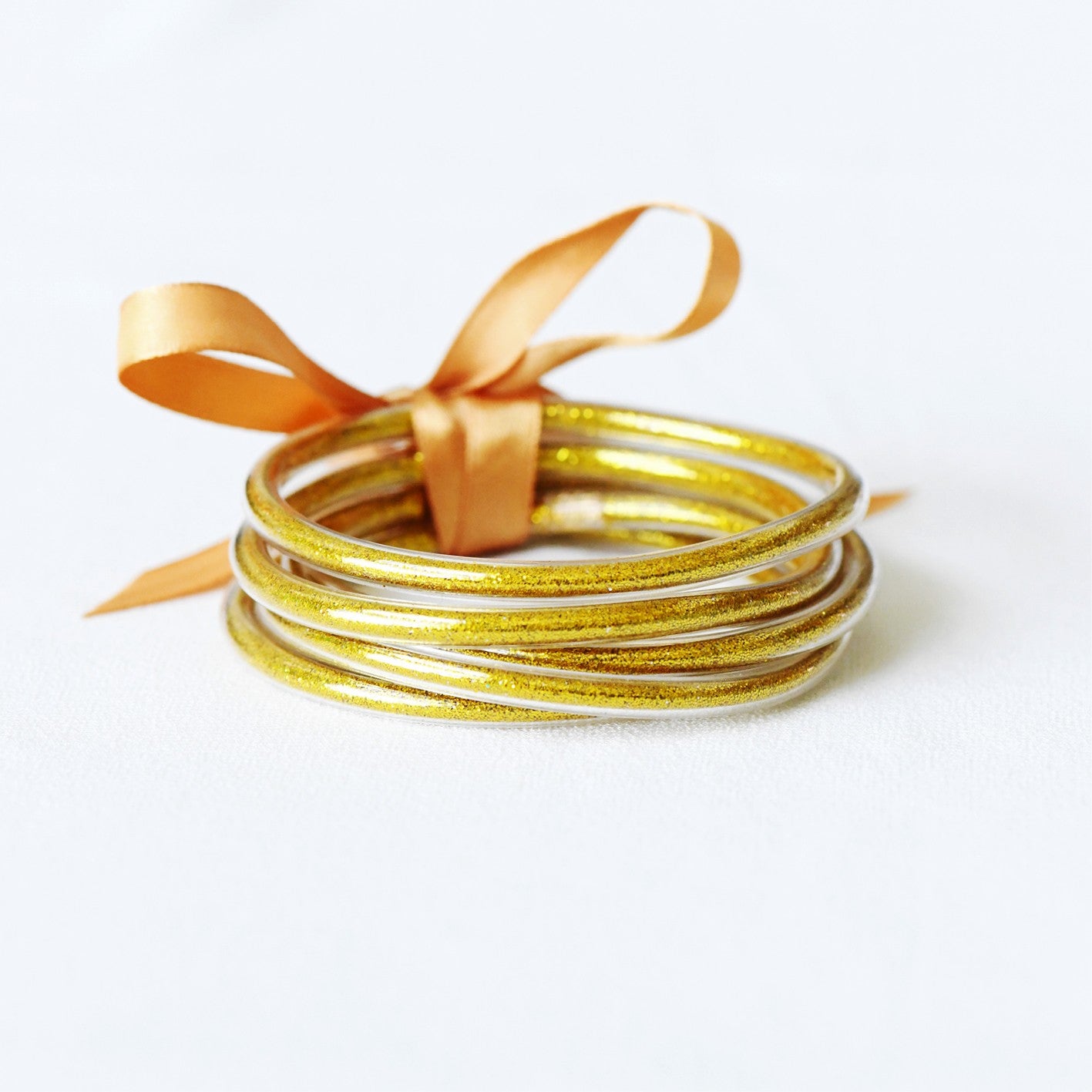 Dark Gold Glitter Jelly Tube Bangles