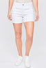 White High-Rise Tummy Control Rolled Cuff Short