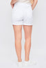 White High-Rise Tummy Control Rolled Cuff Short