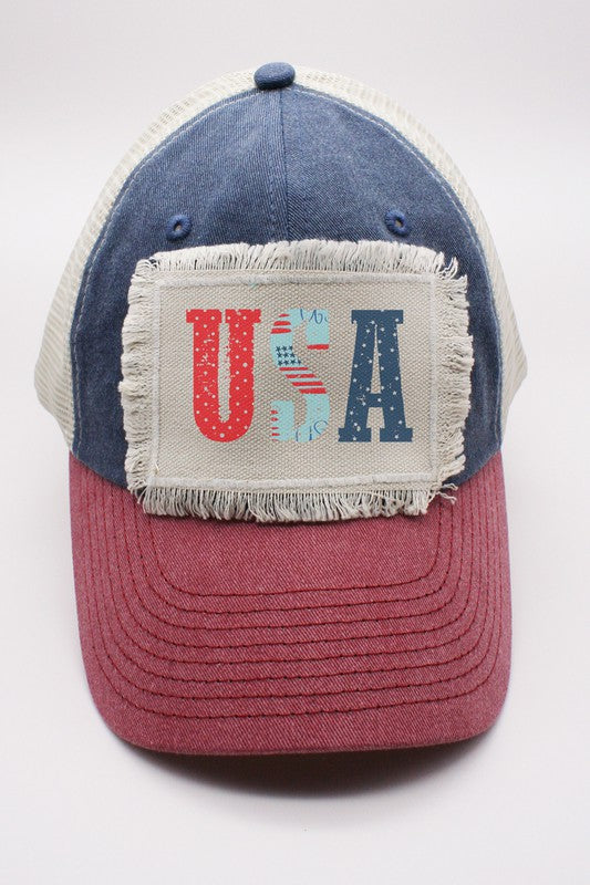 USA Words Patch Hat
