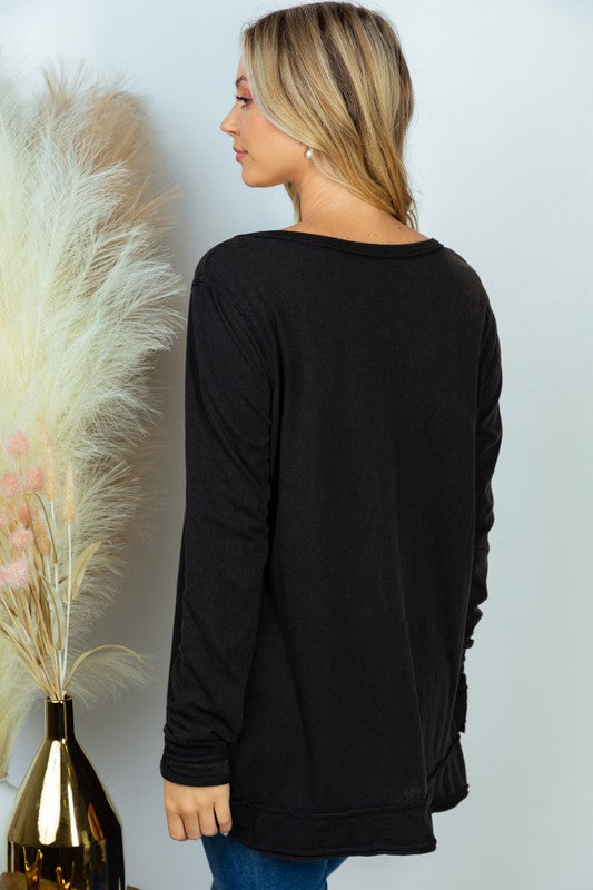 Long Sleeve Solid Knit Henley Top | WHITE BIRCH - Final Sale