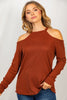 Solid Knit Cold Shoulder Top | WHITE BIRCH - LA PREORDER