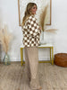 Easel Checkered Teddy Fur Jacket