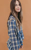 Heyson Comfy Half Zip Plaid Chambray Mixed Pullover