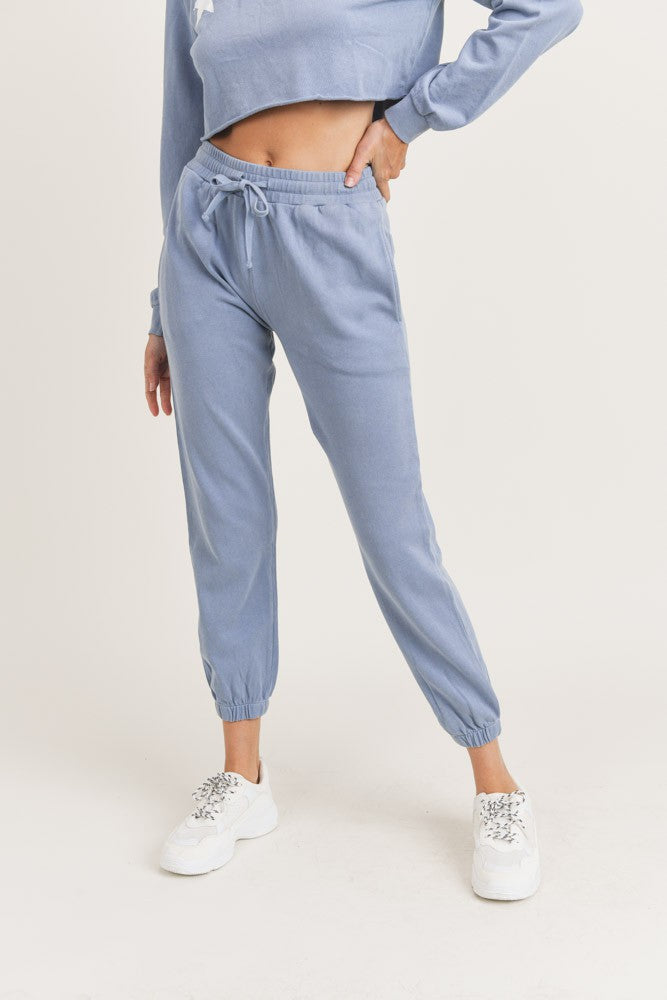 Mineral-Washed Cotton Terry Cuffed Joggers - Mono B - Final Sale
