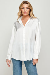 Shiny & Sophisticated Satin Button Down Shirt