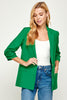 KELLY GREEN FOLDED SLEEVES BLAZER JACKET