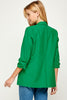 KELLY GREEN FOLDED SLEEVES BLAZER JACKET