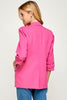 Fuchsia Folded Sleeves Blazer Jacket