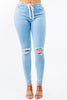 BANDED HIGH WAIST SKINNY JEANS