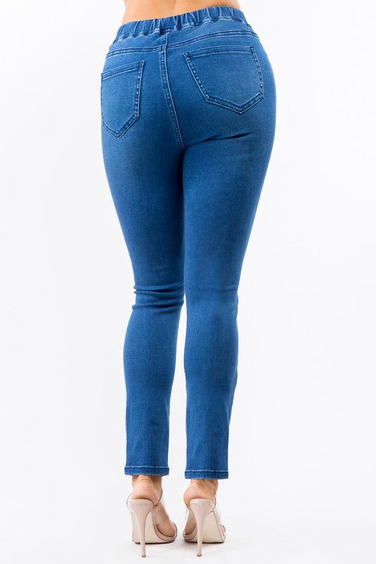 BANDED HIGH WAIST SKINNY JEANS