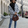 Single-Breasted Houndstooth Print Jacket