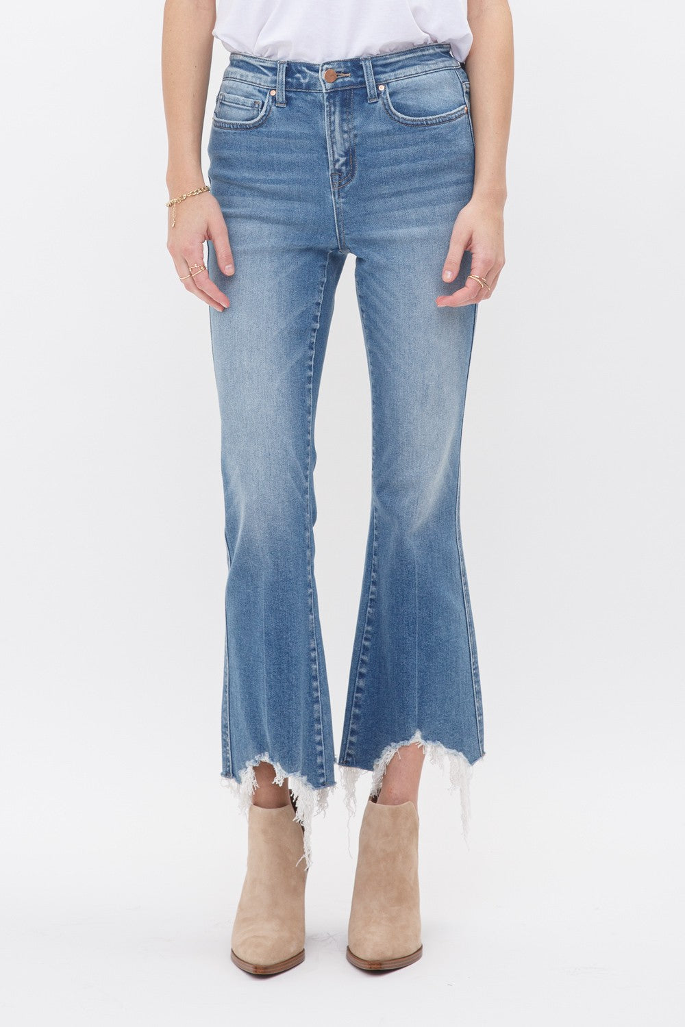 UnEven Hem High Rise Crop Flare Denim Jean  | MICA *30A SEPT PREORDER