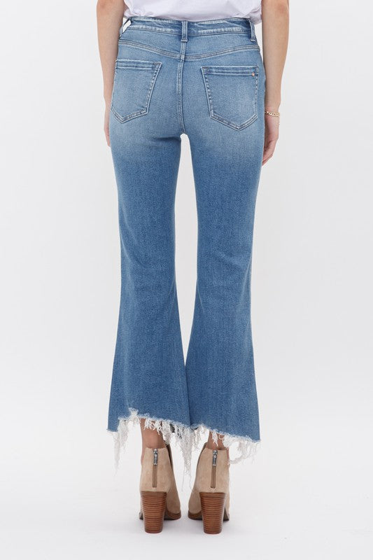 UnEven Hem High Rise Crop Flare Denim Jean  | MICA *30A SEPT PREORDER