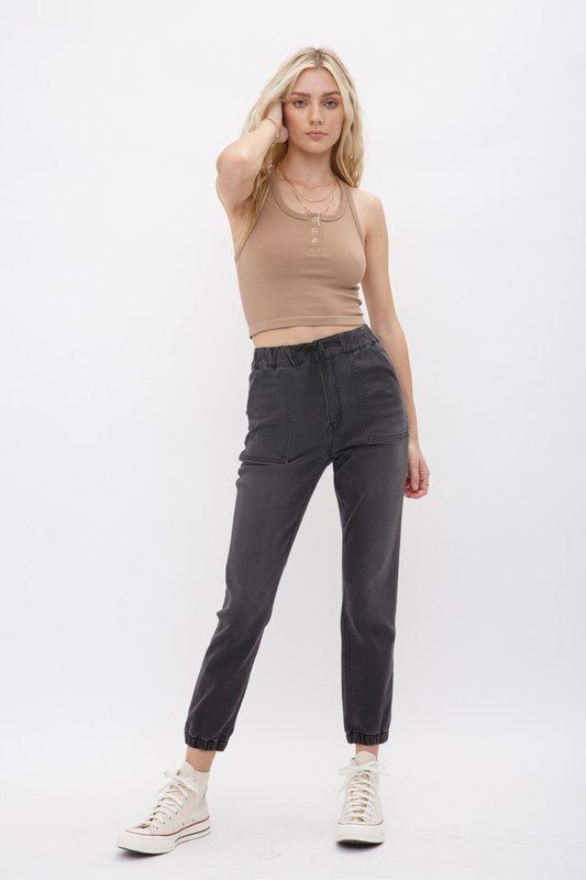 Super High Rise Mom Fit Jogger | Mica