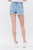 Mid High Rise Button Denim Shorts - Mica - Final Sale