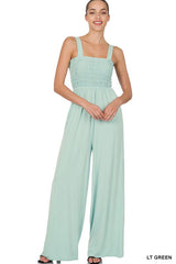 Smocked Jumpsuit with Pockets