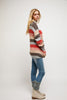 Davi & Dani Multi Stripe Round Neck Long Sleeve Sweater with Pockets