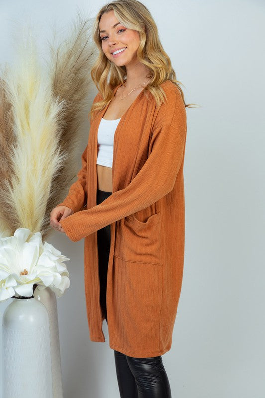 Long Sleeve Solid Knit Cardigan | White Birch - LA PREORDER