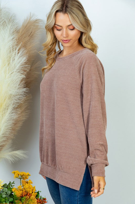 Long Sleeve Solid Knit Top | White Birch - Final Sale