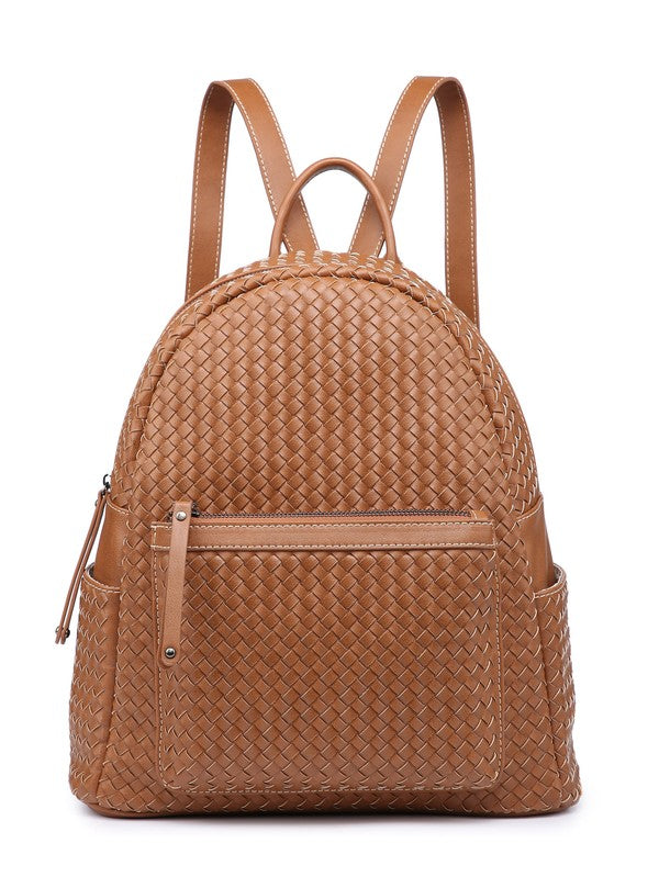 Woven Backpack Purse for Women - Brown