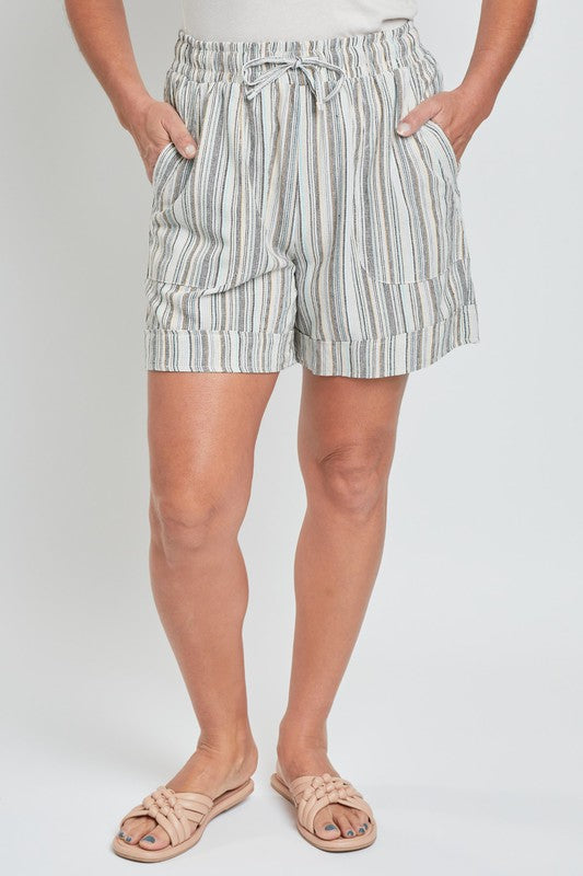 Blue Stripe Pull-On Cuffed Shorts 