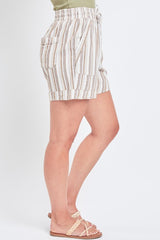 Natural Stripe Pull-On Cuffed Shorts 