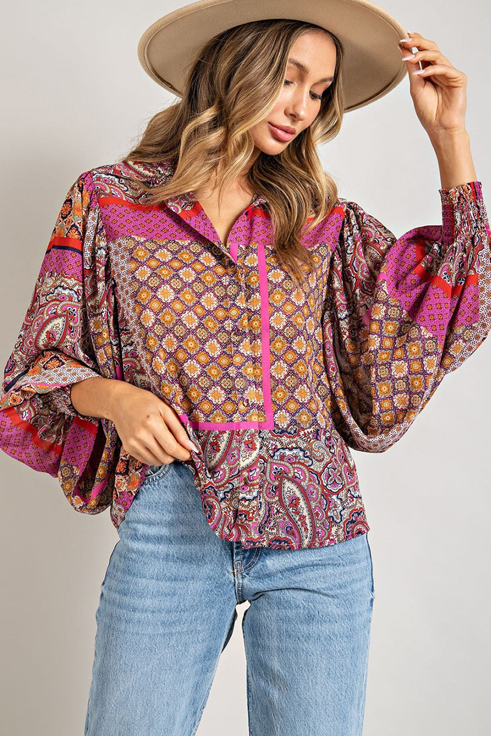 Bohemian Puff Sleeve Top