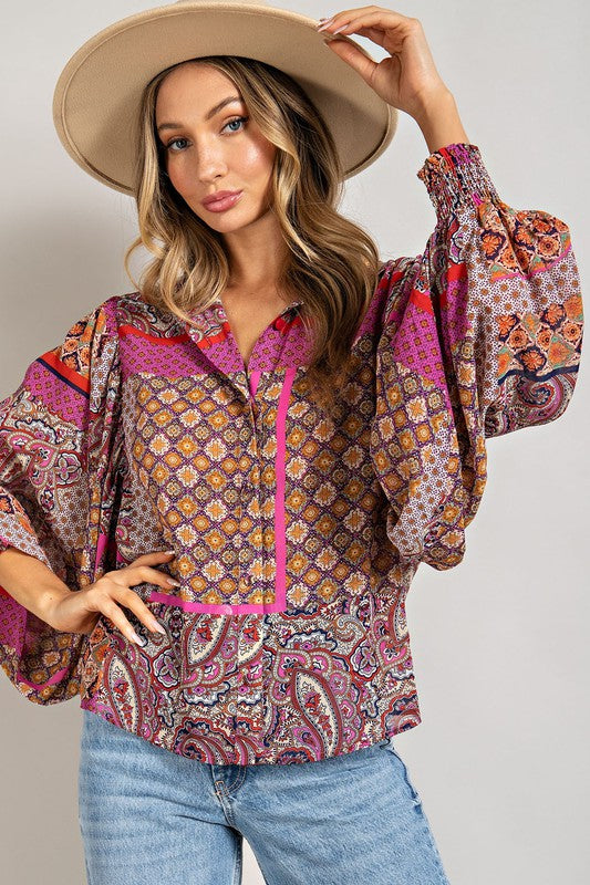 Bohemian Puff Sleeve Top