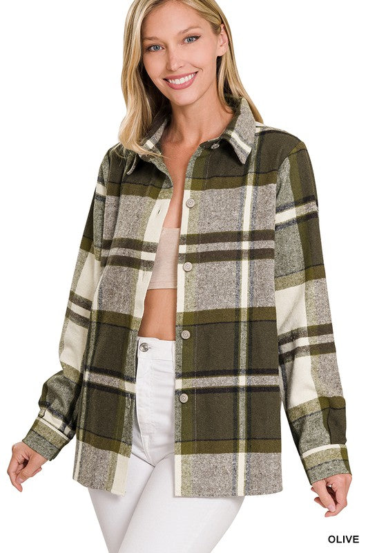 YARN DYED PLAID SHACKET | ZENANA - LA PREORDER