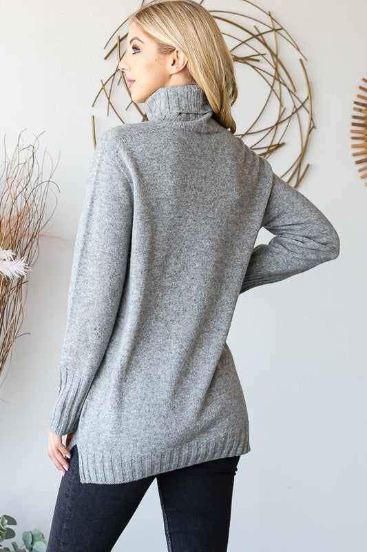 LONG SLEEVE TURTLE NECK SWEATER WITH SIDE SLIT | HEIMISH - LA PREORDER (33|42)