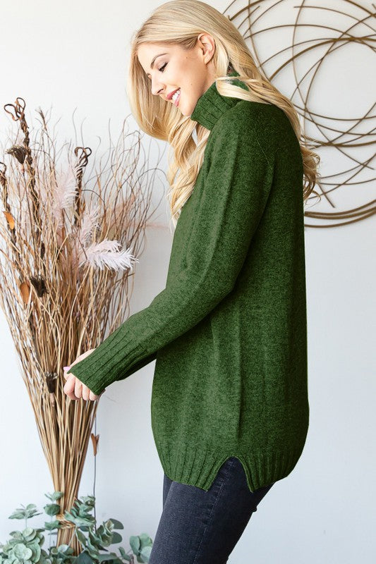 LONG SLEEVE TURTLE NECK SWEATER WITH SIDE SLIT | HEIMISH - LA PREORDER (33|42)