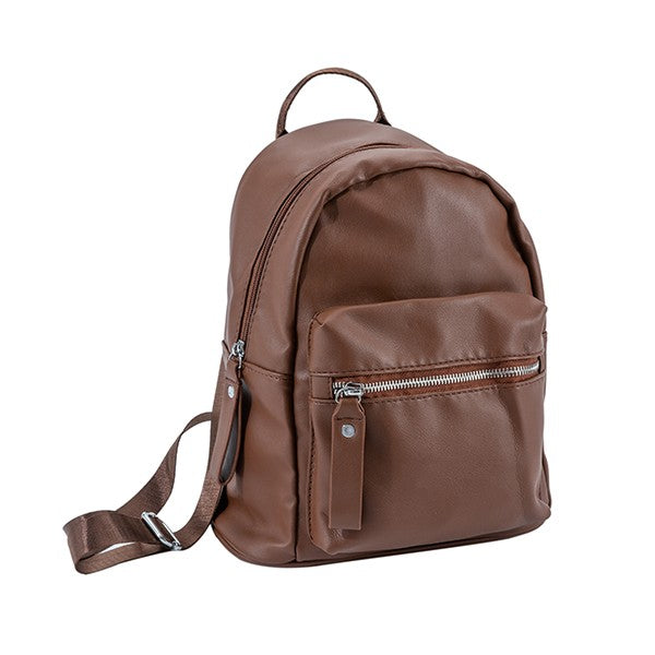 BROWN PU LEATHER FASHION BACKPACK