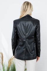 Soft Vegan Leather Double Breasted Blazer | FINAL SALE