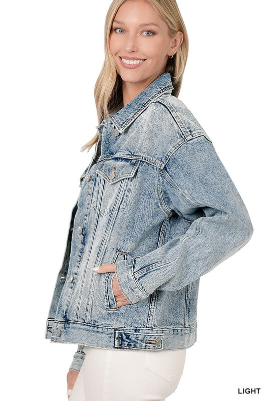 WASHED DENIM JACKET | ZENANA - LA PREORDER (1122)