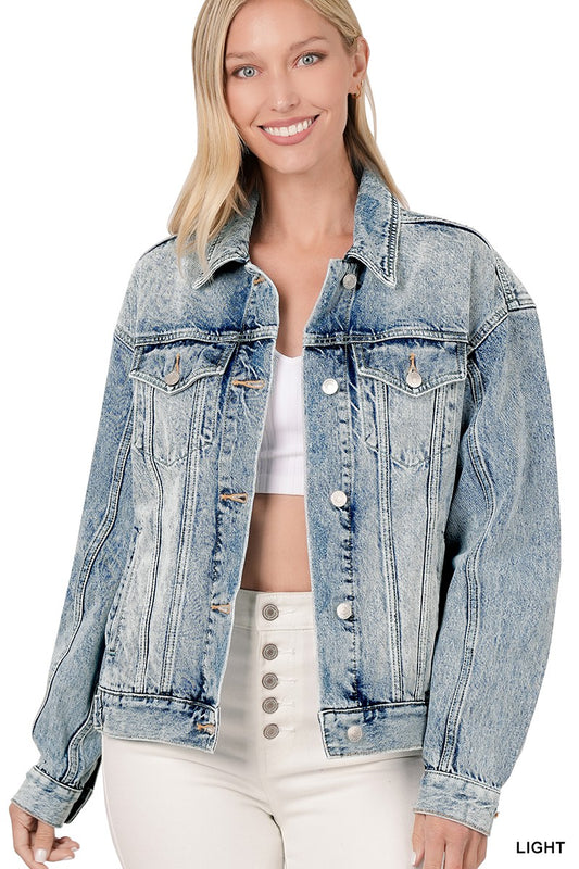 WASHED DENIM JACKET | ZENANA - LA PREORDER (1122)