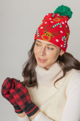 PINK FRIDAY DEAL: Holiday Reindeer Cancy Can Print Knit Beanie