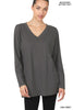 BRUSHED DTY MICROFIBER FRONT POCKET TOP | Zenana - Final Sale