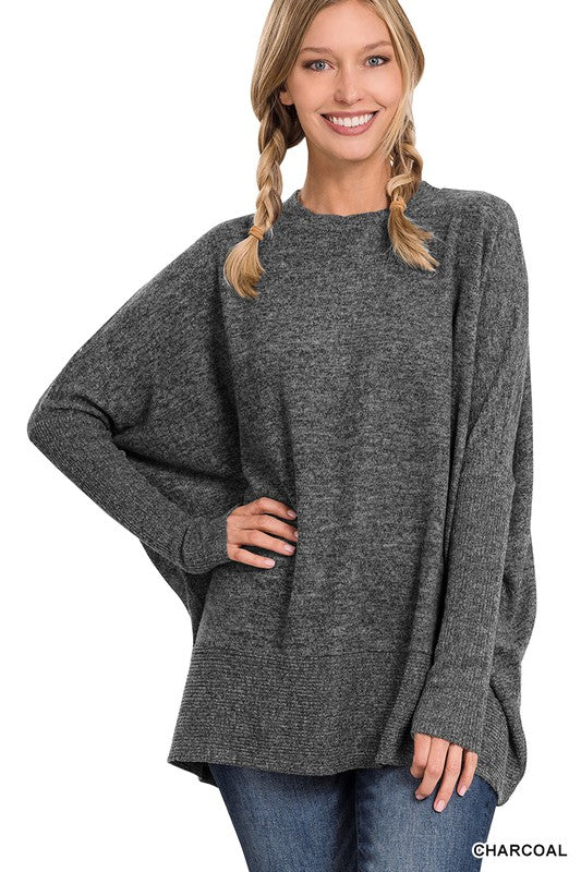 BRUSHED MELANGE HACCI OVERSIZED SWEATER | ZENANA - LA PREORDER (1111)